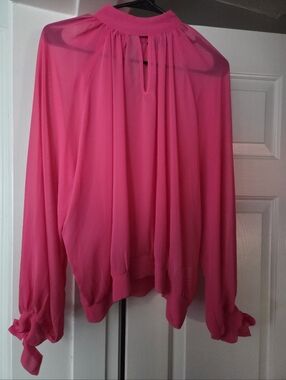 7th Avenue Hot Pink Sheer Blouse